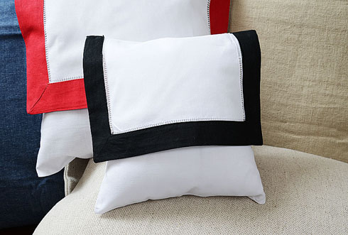 Mini Hemstitch Baby Envelope Pillows. 8x8" Black color border